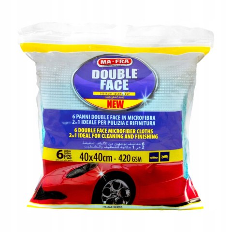 Dwustronne Ściereczki z Mikrofibry (6 szt.) PANNI DOUBLE FACE 40x40cm Mafra