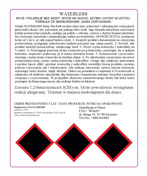 Mycie i nabłyszczanie samochodu bez użycia wody WATERLESS 750ml Mafra