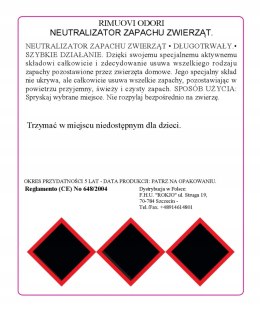 Neutralizator zapachów zwierząt RIMUOVI ODORI 500 ml