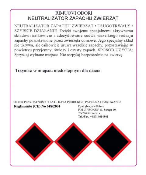 Neutralizator zapachów zwierząt RIMUOVI ODORI 500 ml