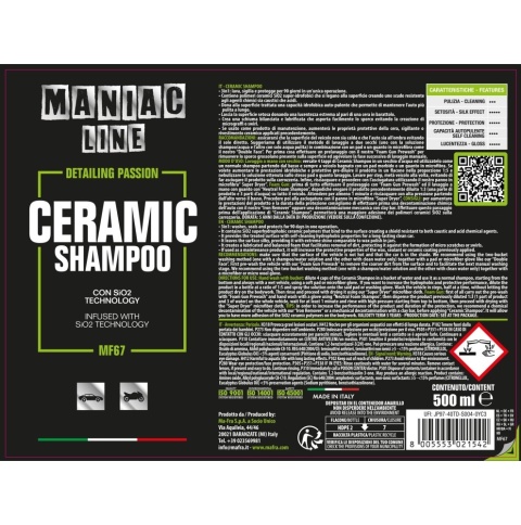 Ceramiczny szampon z SiO2 do ochrony lakieru CERAMIC SHAMPOO 500ml Maniac Line Mafra