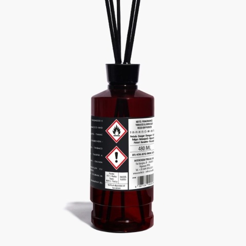 Dyfuzor zapachowy z patyczkami NEFÉL FRAGRANCE TOBACCO & WHISKY REED DIFFUSER 480ml Interchem Italia