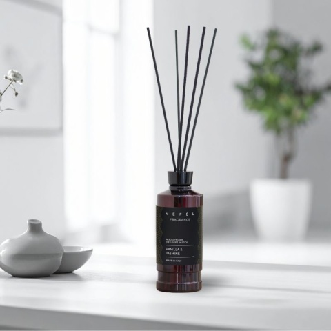 Dyfuzor zapachowy z patyczkami NEFÉL FRAGRANCE VANILLA & JASMINE 480ml Interchem Italia