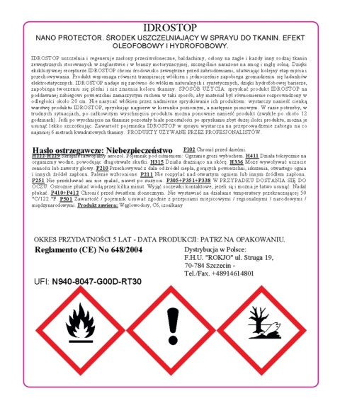 Impregnat hydrofobowy do tkanin IDROSTOP 300ml Mafra