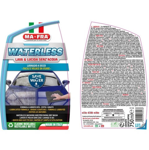 Mycie i nabłyszczanie samochodu bez użycia wody WATERLESS 750ml Mafra