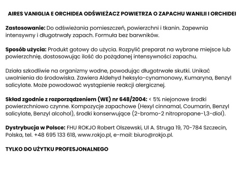 Odświeżacz powietrza o zapachu wanilii i orchidei AIRES VANIGLIA E ORCHIDEA 750ml Interchem Italia