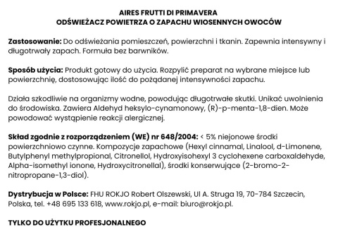 Odświeżacz powietrza o zapachu wiosennych owoców AIRES FRUTTI DI PRIMAVERA 750ml Interchem Italia
