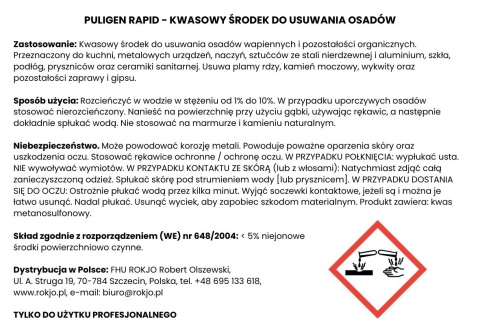 Płyn do usuwania kamienia i osadów PULIGEN RAPID 1l Interchem Italia