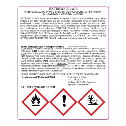Spray do nabłyszczania efekt mokrej opony EXTREME BLACK 500ml Mafra