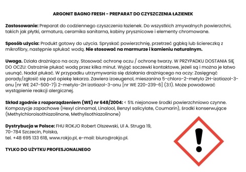 Środek do mycia i odkamieniania łazienek ARGONIT BAGNO FRESH 750ml Interchem Italia