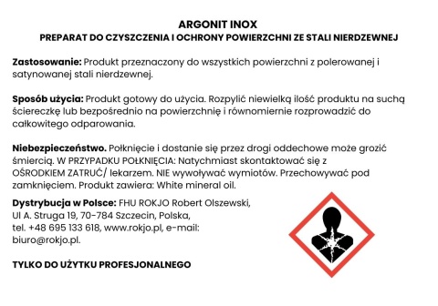 Środek do czyszczenia i ochrony stali nierdzewnej ARGONIT INOX 750ml Interchem Italia