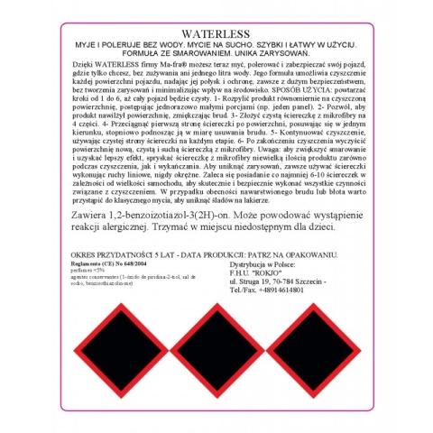 Środek do mycia samochodu bez użycia wody WATERLESS 750ml Mafra