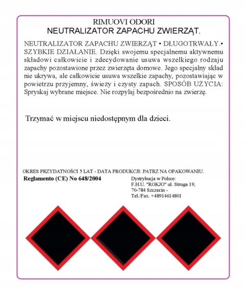 Środek neutralizujący zapachy zwierząt RIMUOVI ODORI 500ml Mafra