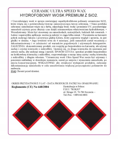 Ceramiczny wosk w sprayu z SiO₂ CERAMIC ULTRA SPEED WAX 500ml Maniac Line Mafra