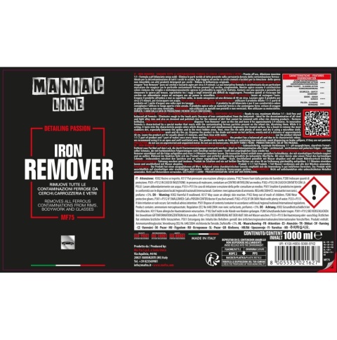 Deironizer do felg i lakieru, preparat z efektem krwawej felgi IRON REMOVER 1000ml Maniac Line Mafra
