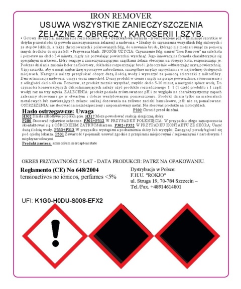 Deironizer do felg i lakieru, preparat z efektem krwawej felgi IRON REMOVER 1000ml Maniac Line Mafra
