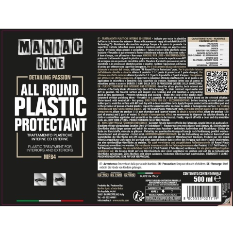 Dressing do plastików ALL ROUND PLASTIC PROTECTANT 500ml Maniac Line Mafra