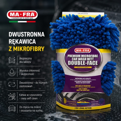 Dwustronna rękawica z mikrofibry do mycia samochodu GUANTO DOUBLE FACE Mafra