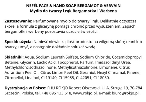 Mydło do twarzy i rąk Bergamotka i Werbena NEFÉL FACE & HAND SOAP BERGAMOT & VERVAIN 480ml Interchem Italia