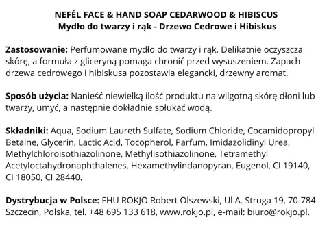 Mydło do twarzy i rąk Drzewo Cedrowe i Hibiskus NEFÉL FACE & HAND SOAP CEDARWOOD & HIBISCUS 480ml Interchem Italia