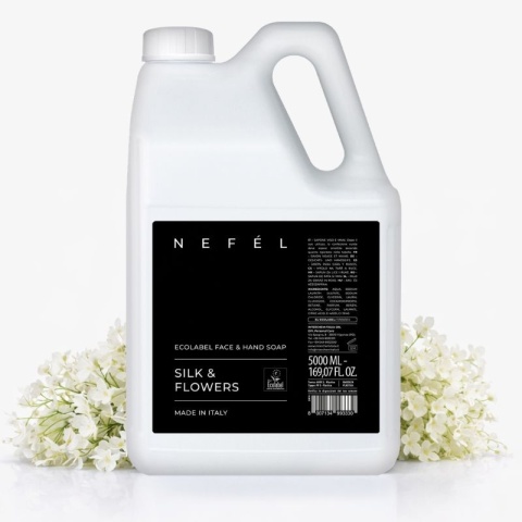 Mydło do twarzy i rąk o zapachu kwiatowym NEFÉL ECOLABEL FACE & HAND SOAP SILK & FLOWERS 5000ml Interchem Italia