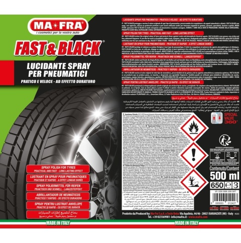 Nabłyszczacz do opon i gumowych dywaników FAST & BLACK 500ml Mafra