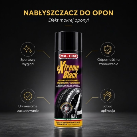 Nabłyszczacz do opon z efektem mokrej opony EXTREME BLACK 500ml Mafra