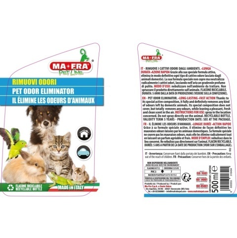 Środek neutralizujący zapachy zwierząt RIMUOVI ODORI 500ml Mafra