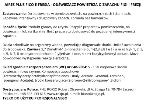 Odświeżacz powietrza o zapachu figi i frezji AIRES PLUS FICO E FRESIA 750ml Interchem Italia