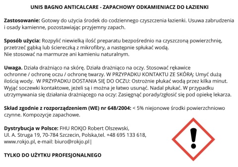 Perfumowany odkamieniacz do łazienki UNI5 BAGNO ANTICALCARE 750ml Interchem Italia