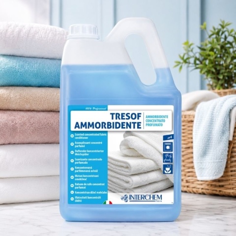 Perfumowany, skoncentrowany płyn do płukania tkanin TRESOF AMMORBIDENTE 5kg Interchem Italia