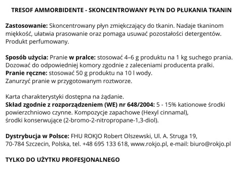 Perfumowany, skoncentrowany płyn do płukania tkanin TRESOF AMMORBIDENTE 5kg Interchem Italia