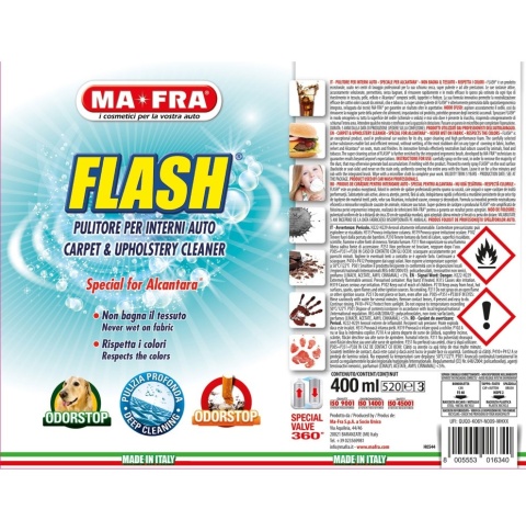 Pianka do czyszczenia tapicerki ze szczoteczką FLASH SPRAY 400ml Mafra