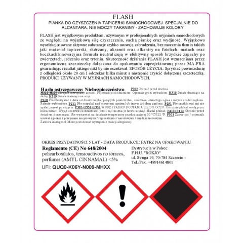 Pianka do czyszczenia tapicerki ze szczoteczką FLASH SPRAY 400ml Mafra
