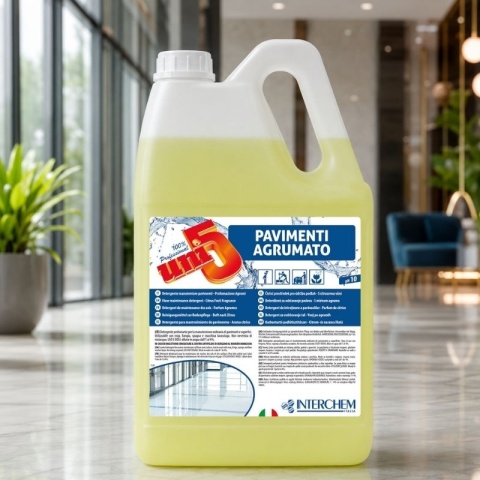 Płyn do codziennego mycia podłóg o zapachu cytrusowym UNI5 PAVIMENTI AGRUMATO 5kg Interchem Italia