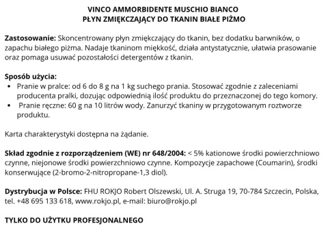 Płyn do płukania tkanin Białe Piżmo VINCO AMMORBIDENTE MUSCHIO BIANCO 5kg Interchem Italia