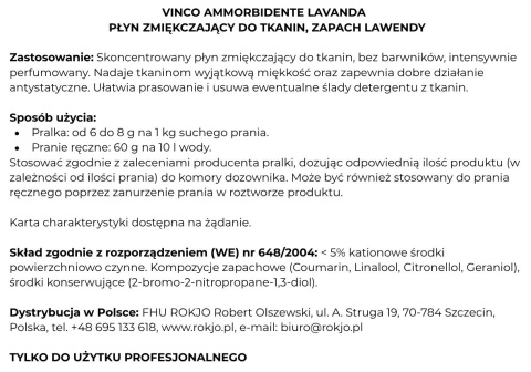 Płyn do płukania tkanin o zapachu lawendy VINCO AMMORBIDENTE LAVANDA 5kg Interchem Italia
