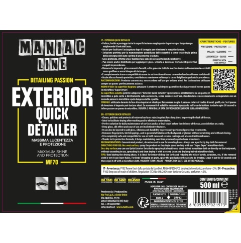 Quick detailer Do odświeżania lakieru EXTERIOR QUICK DETAILER 500ml Maniac Line Mafra