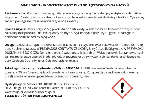 Skoncentrowany płyn do ręcznego mycia naczyń MAX LEMON 5kg Interchem Italia