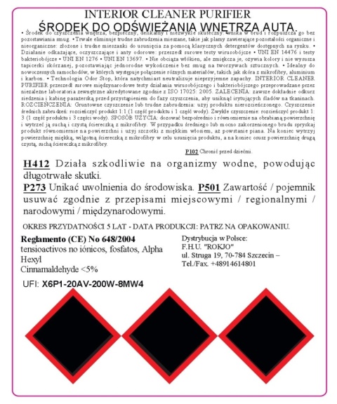 Środek do czyszczenia wnętrza samochodu 3w1 INTERIOR CLEANER PURIFER 500ml Maniac Line