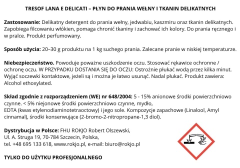 Środek do prania wełny i tkanin delikatnych TRESOF LANA E DELICATI 5kg Interchem Italia