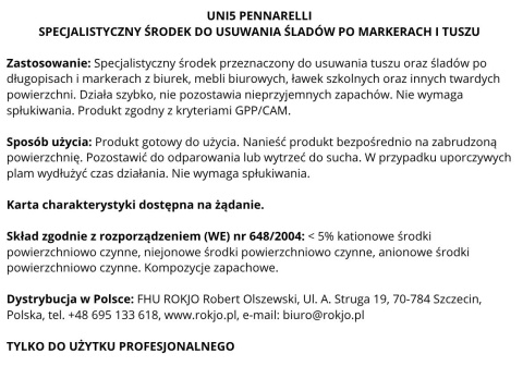 Środek do usuwania śladów po tuszu, długopisach i markerach UNI5 PENNARELLI 750ml Interchem Italia