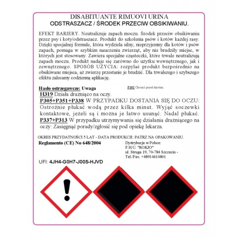 Środek przeciw obsikiwaniu przez psy DISABITUANTE RIMUOVI URINA 500ml Mafra