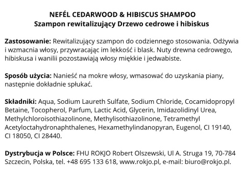Szampon rewitalizujący Drzewo cedrowe i hibiskus NEFÉL CEDARWOOD & HIBISCUS SHAMPOO 480ml Interchem Italia