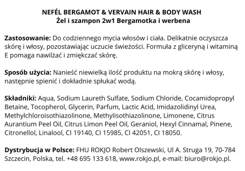 Żel i szampon 2w1 Bergamotka i werbena NEFÉL HAIR & BODY WASH BERGAMOT & VERVAIN 5000ml Interchem Italia