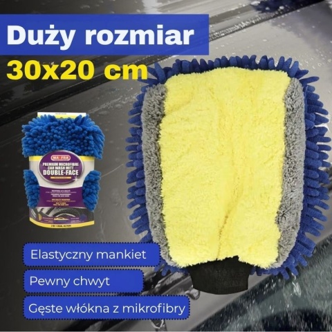 Dwustronna rękawica z mikrofibry do mycia samochodu GUANTO DOUBLE FACE Mafra