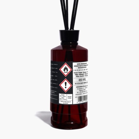 Dyfuzor zapachowy z patyczkami NEFÉL FRAGRANCE DRAGON FRUIT & TONKA BEAN REED DIFFUSER 480ml Interchem Italia