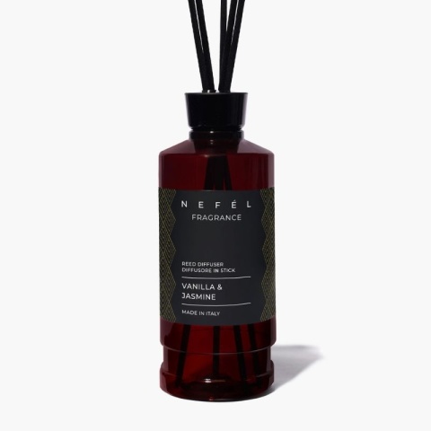 Dyfuzor zapachowy z patyczkami NEFÉL FRAGRANCE VANILLA & JASMINE 480ml Interchem Italia