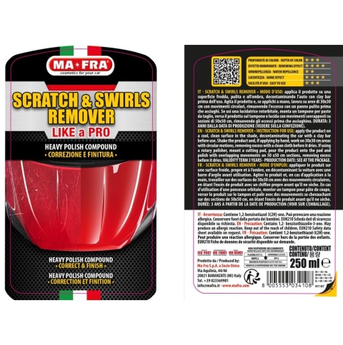 Pasta polerska do usuwania powierzchniowych defektów lakieru SCRATCH & SWIRL REMOVER 250 ml
