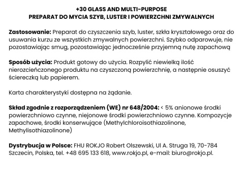 Płyn do mycia szyb i powierzchni zmywalnych +30 GLASS AND MULTI PURPOSE 750ml Interchem Italia